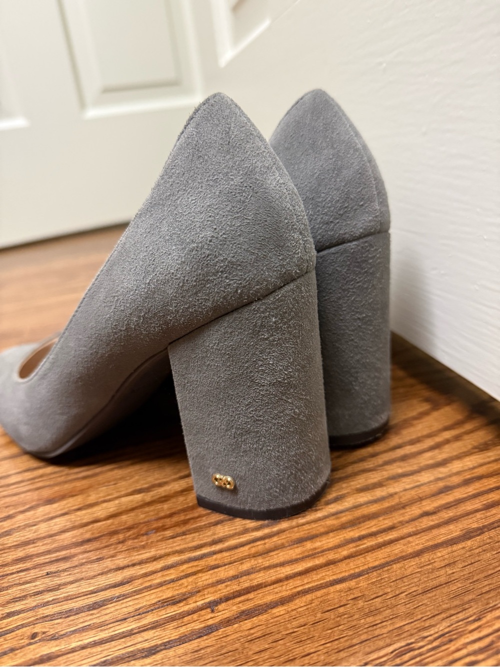 Cole Haan Gray Suede Block Heel Pumps